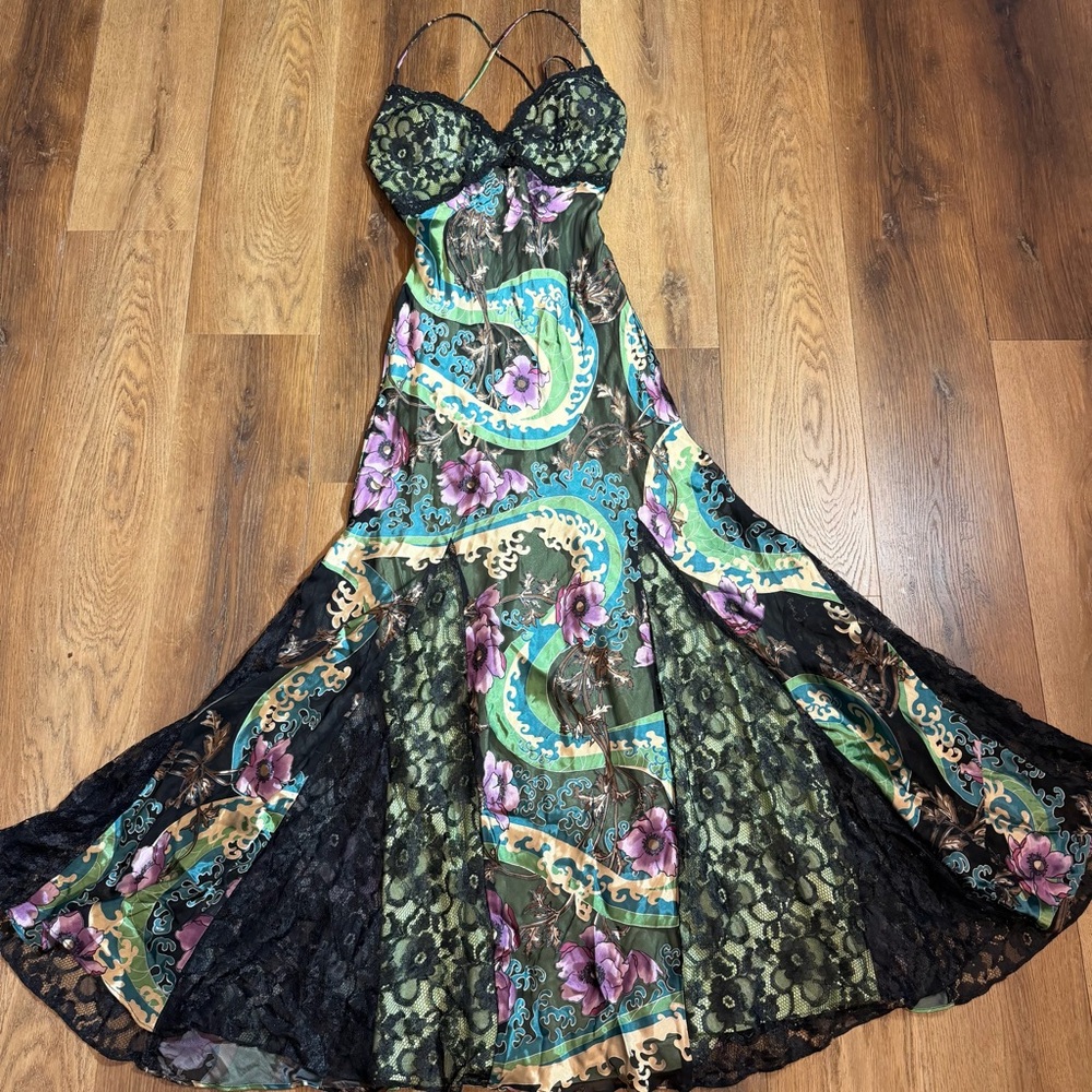 Vintage 90’s Y2K Silk Dress Vintage Floral Vintage Lace Dress Vintage Silk Dress - Picture 14 of 14